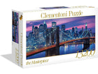 Confezione Puzzle Clementoni 13200 pezzi High Quality Collection con vista notturna del Ponte di Brooklyn a New York.