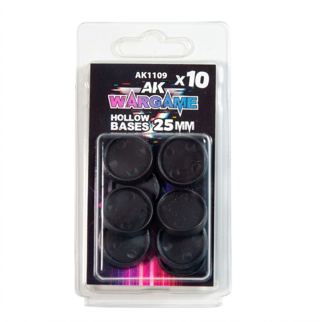 AK Interactive: Wargame Bases 25mm Round Slotted (x10) - Basi per Miniature