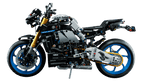 Modello da costruzione LEGO Technic Yamaha MT-10 SP 42159: moto dettagliata su sfondo nero.