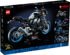 Confezione del set LEGO Technic Yamaha MT-10 SP 42159 con immagine del modello di moto montato su supporto.