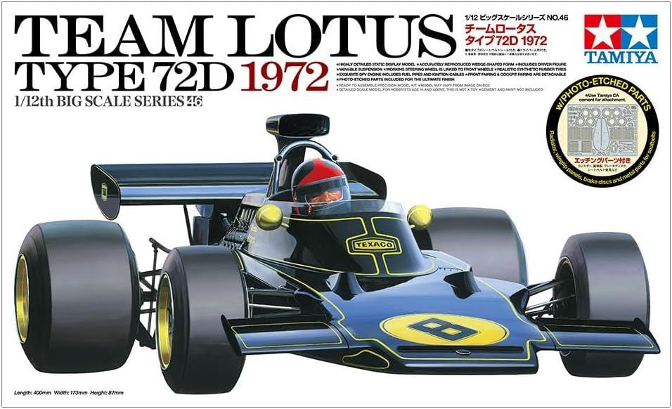 Tamiya 12046 Team Lotus Type 72D 1972 Model Kit in scala 1:12