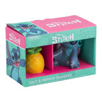 Disney Stitch ceramic salt and pepper shakers in a pineapple and Stitch character design, inside branded gift box.