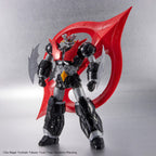 Mazinger Z action figure in black and silver with a large, sweeping red wing, aggressive mechanical design.
