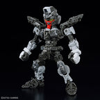 Telaio interno del model kit Bandai MGSD Freedom Gundam, vista frontale su sfondo nero.