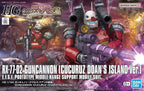 Model kit Bandai HG 1:144 Guncannon Cucuruz Doan's Island: confezione con illustrazione del mobile suit in battaglia.