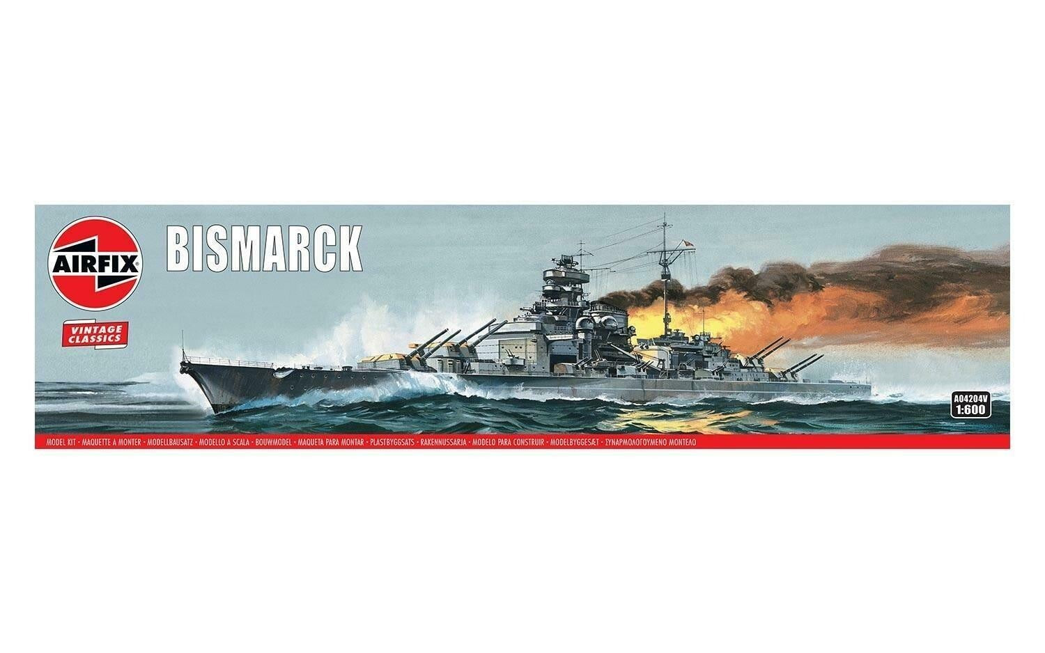 Airfix A04204V Nave Bismarck, Vintage Classics 1:600 Model Kit Hobby Nuovo NEW