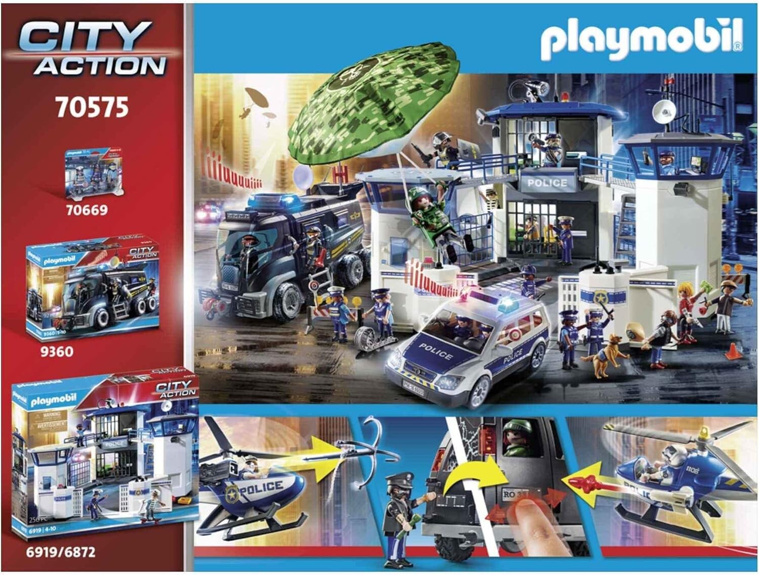 Playmobil 70575 City Action Inseguimento in Elicottero con Furgone dei Ladri NEW