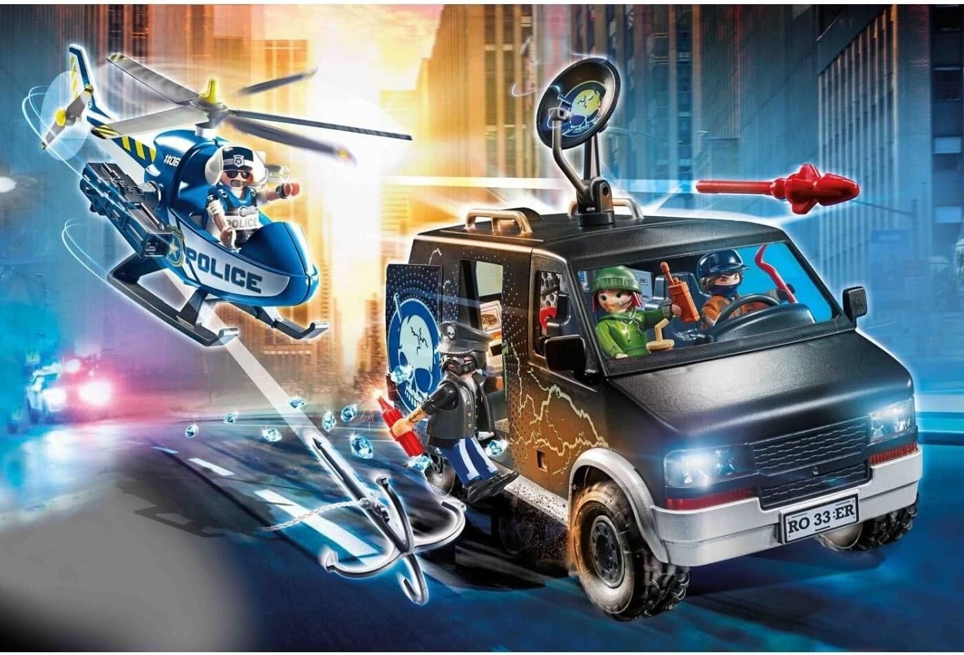 Playmobil 70575 City Action Inseguimento in Elicottero con Furgone dei Ladri NEW