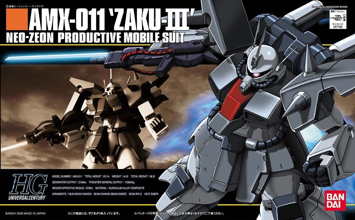 GUNDAM 1/144 AMX-011 ZAKU-III Model Kit HG Bandai Gunpla Nuovo NEW