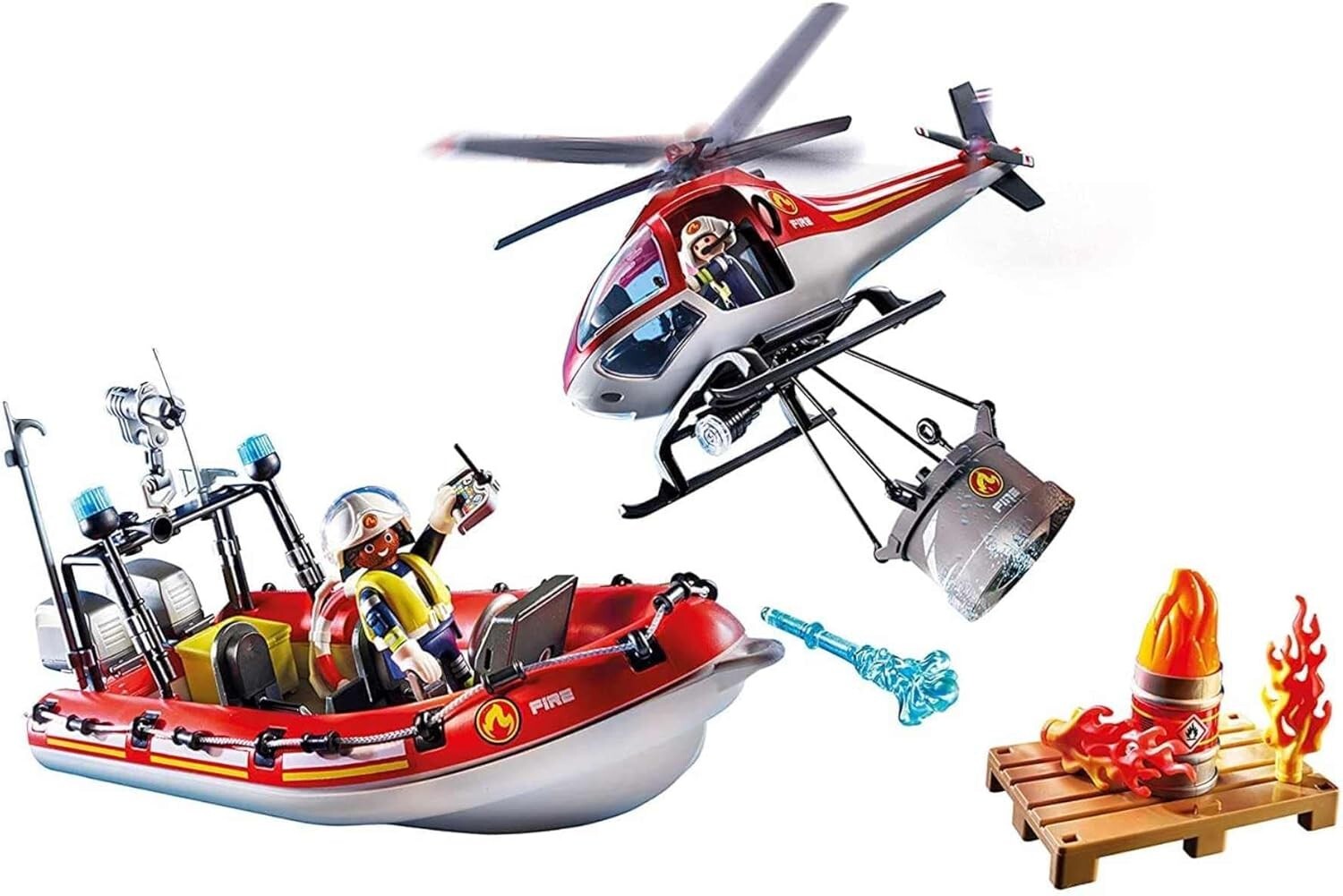 Playmobil 70335 City Action Missione Antincendio Elicottero e Gommone NEW Nuovo