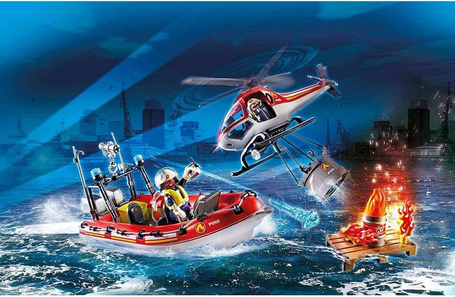 Playmobil 70335 City Action Missione Antincendio Elicottero e Gommone NEW Nuovo