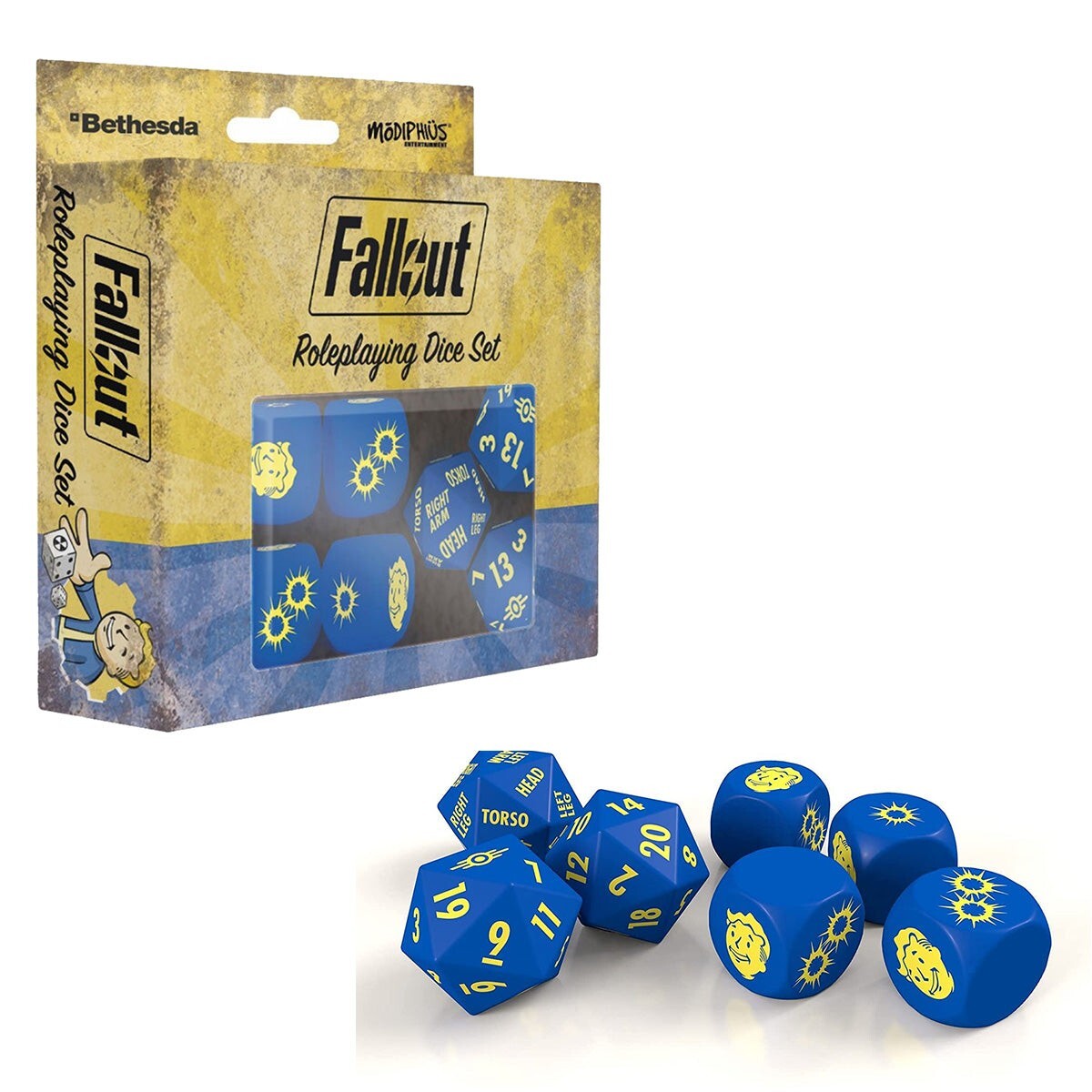 Asmodee Fallout Gioco di Ruolo - Set da 7 di Dadi GDR Bethesda Nuovo NEW