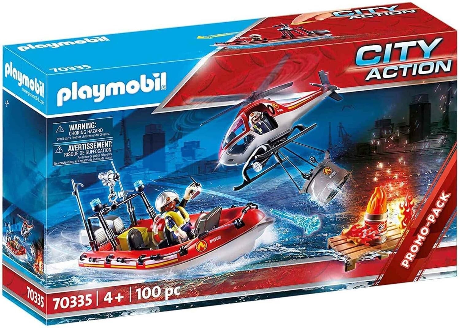 Playmobil 70335 City Action Missione Antincendio Elicottero e Gommone NEW Nuovo