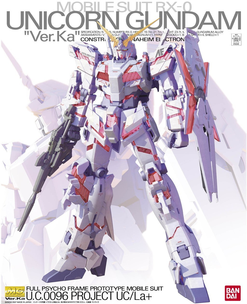BANDAI 1/100 MG Unicorn Gundam RX-0 Ver. Ka Model Kit Gunpla Nuovo NEW