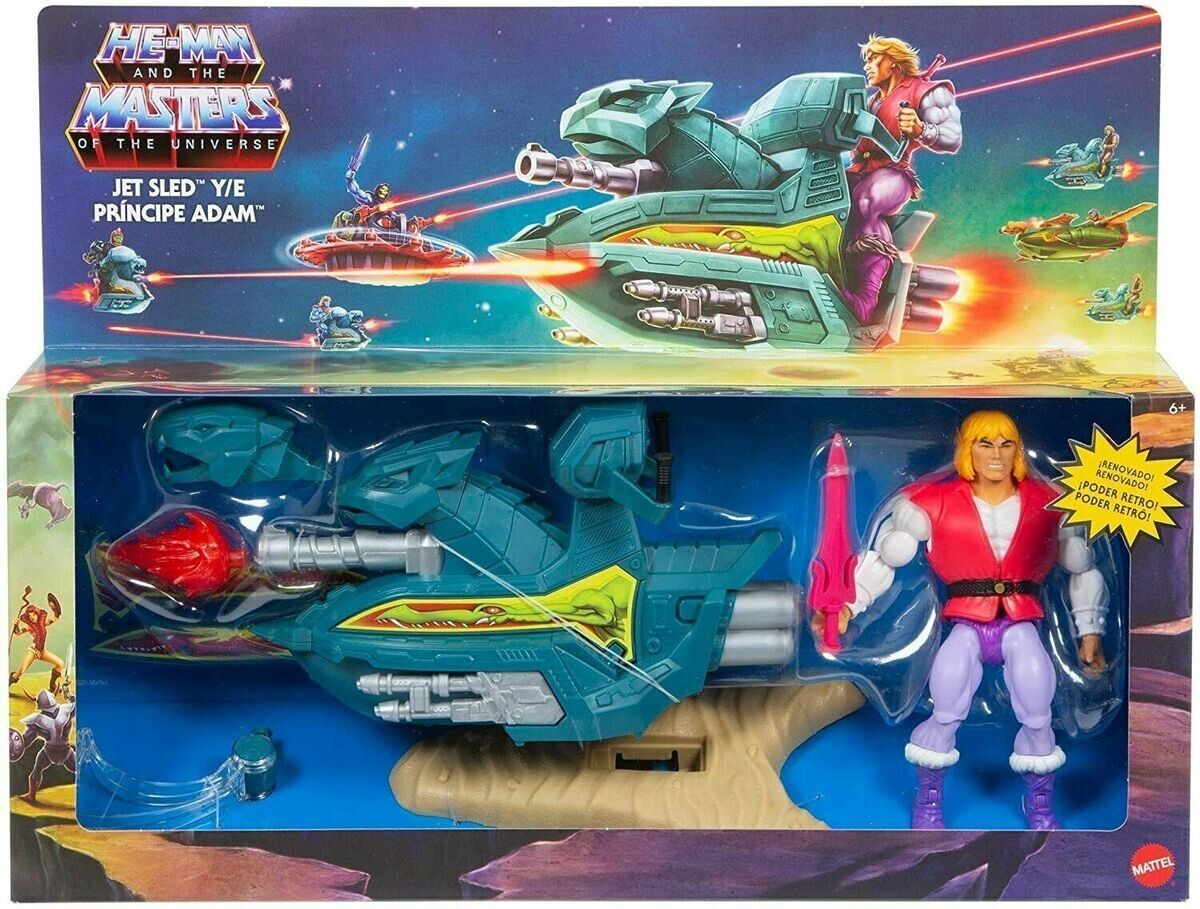MATTEL Masters of the Universe MOTU Prince Adam SKY SLED HE-MAN Retro Nuova NEW