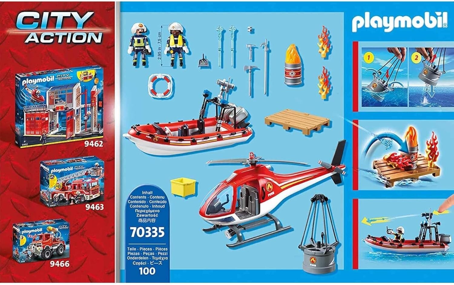 Playmobil 70335 City Action Missione Antincendio Elicottero e Gommone NEW Nuovo
