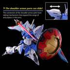 Model kit Bandai HG 1/144 Gyan Strom Agnes Custom: dettaglio tecnico sulla spalla scorrevole per una maggiore posa.