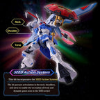 Model kit Bandai HG 1/144 Gyan Strom (Agnes Giebenrath) in posa dinamica con evidenziate le articolazioni SEED.