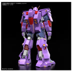 Vista posteriore del model kit Bandai Psycho Gundam Mk-II HG 1/144, robot viola su sfondo nero.