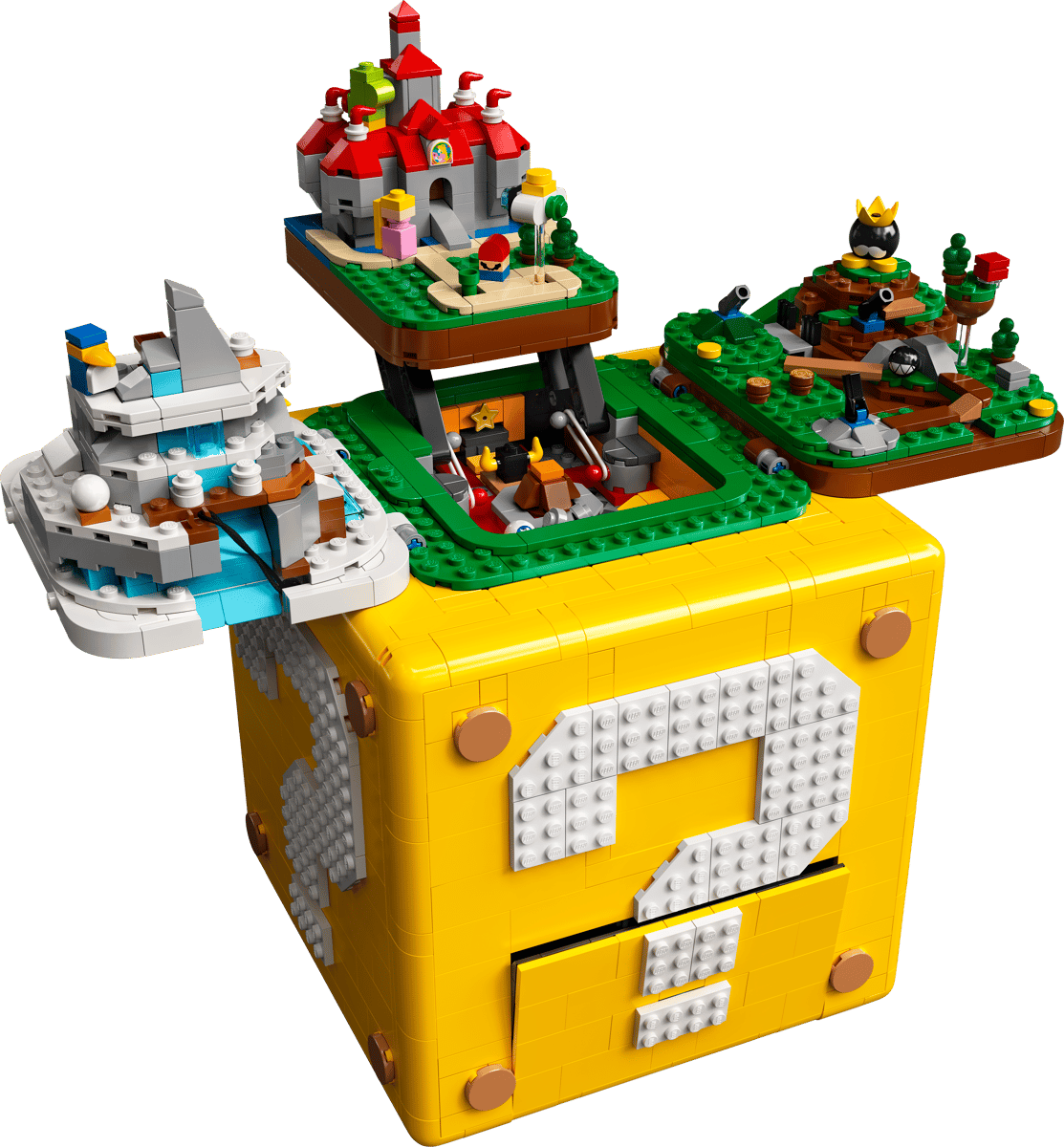 LEGO Super Mario 71395 Blocco Punto Interrogativo con livelli apribili ispirati a Super Mario 64.