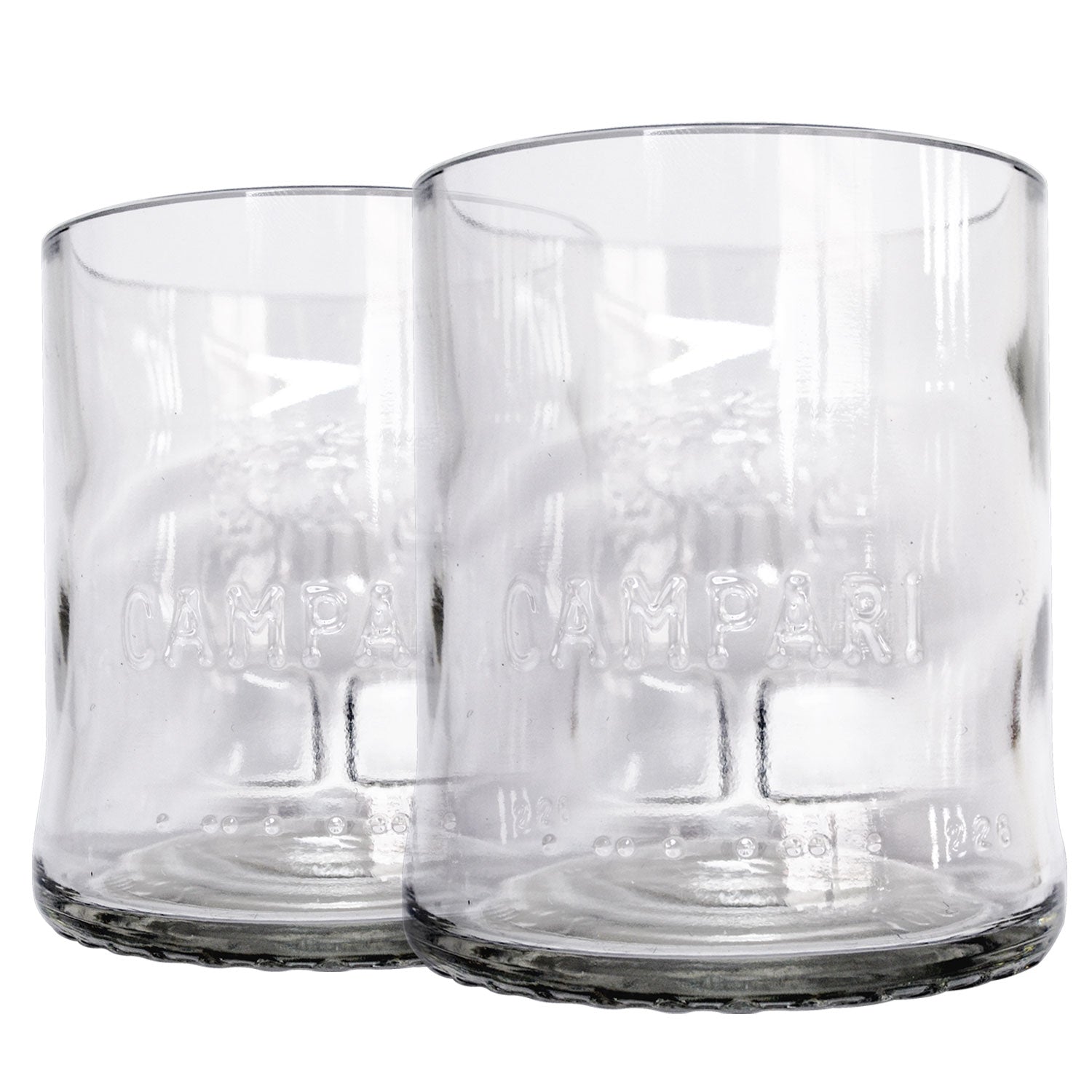 Bicchieri Cocktail Artigianali "Campari Upcycled" - Ricavati da Bottiglie Originali