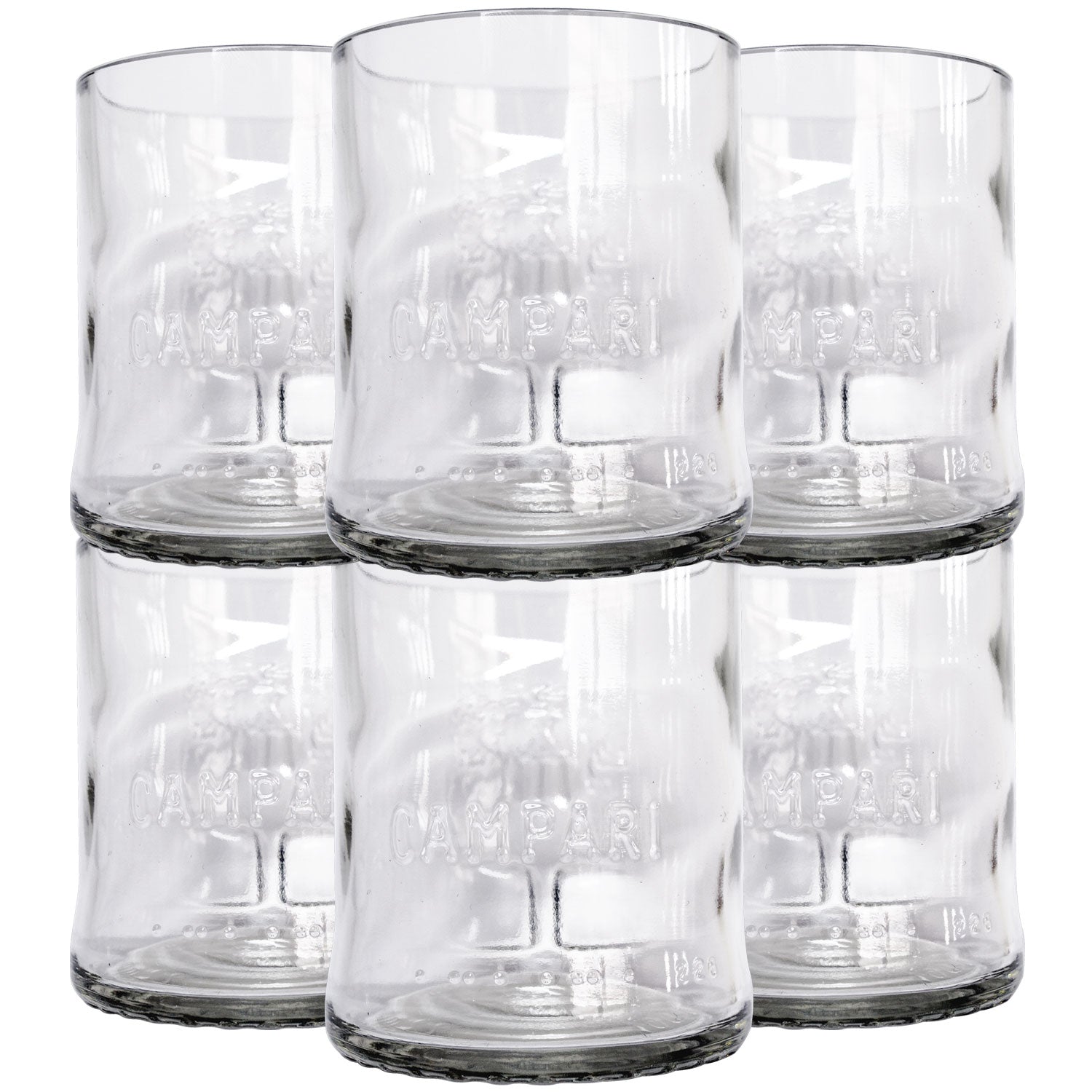 Bicchieri Cocktail Artigianali "Campari Upcycled" - Ricavati da Bottiglie Originali