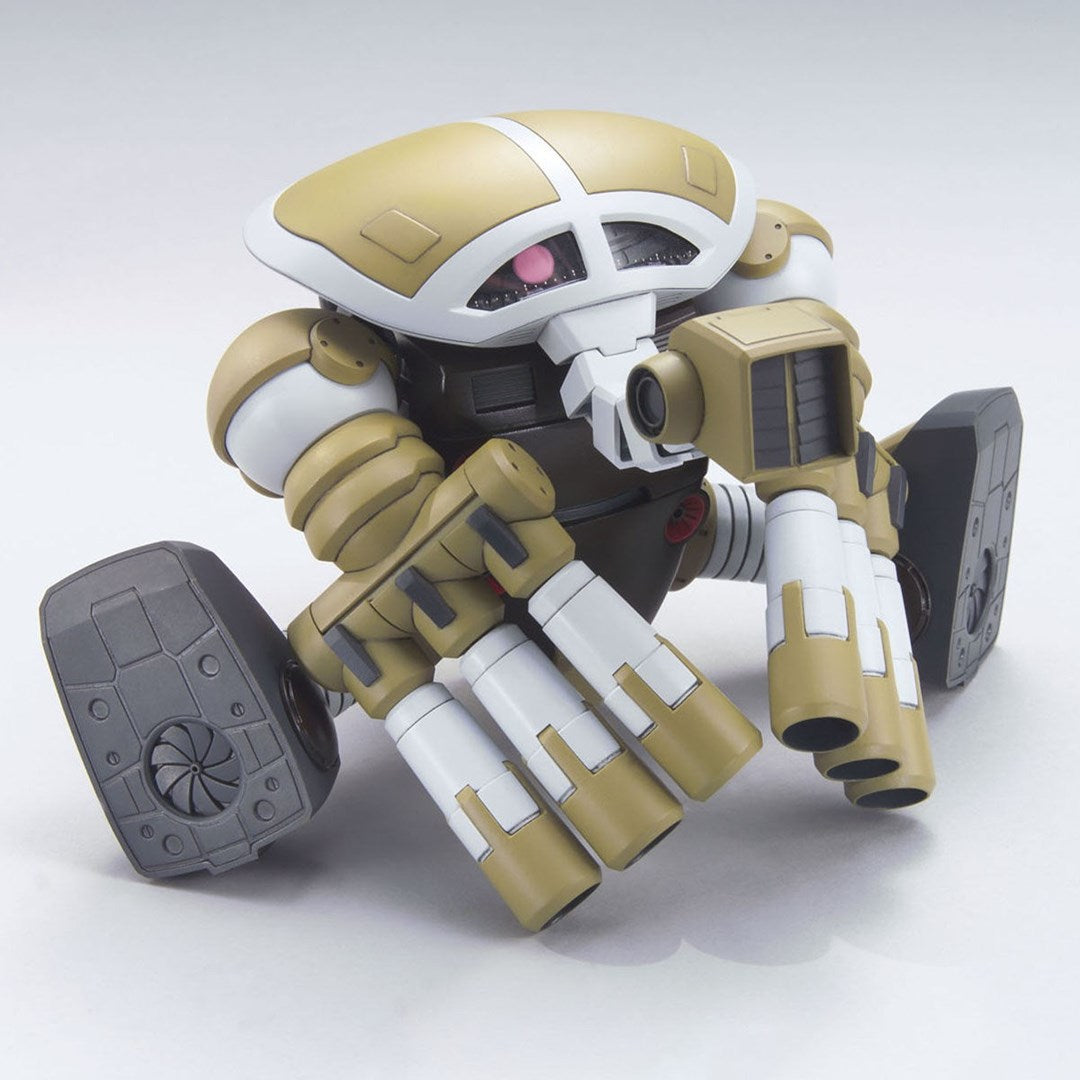 Model kit Bandai HGUC 1/144 MSM-04G Juaggu Unicorn Ver.: robot color sabbia con braccia a cannone multicanna.