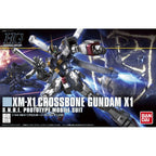 Confezione Bandai Model Kit HG 1:144 Crossbone Gundam X1 con illustrazione del mobile suit in battaglia spaziale.