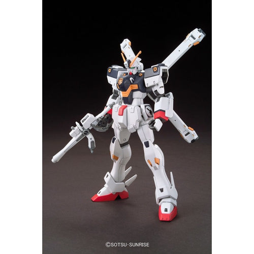 Model kit Bandai Crossbone Gundam X1 HG 1:144: action figure robot bianca e nera con arma su sfondo nero.
