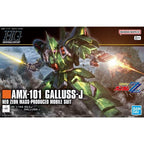 Confezione del model kit Bandai HG 1/144 Galluss-J con illustrazione del robot in azione.
