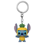 Portachiavi Funko Pocket POP! Stitch vestito da ananas, personaggio in vinile su sfondo bianco.