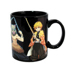Tazza nera Just Funky Demon Slayer 473ml con grafiche di Zenitsu e Inosuke, effetto cambia colore.
