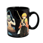 Tazza nera cambia colore Just Funky 473 ml con grafica dei personaggi Inosuke e Zenitsu di Demon Slayer.