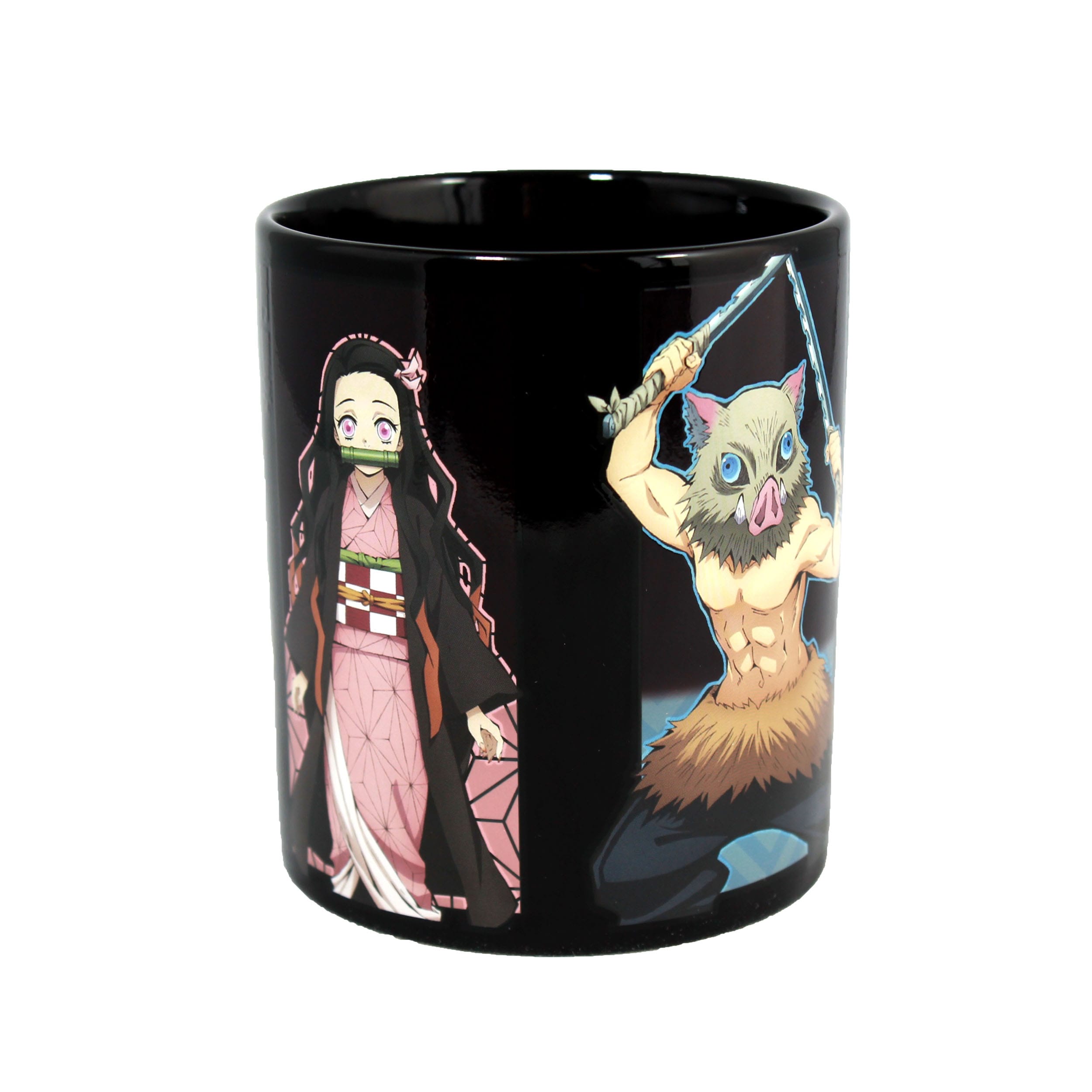 Tazza cambia colore Demon Slayer Just Funky 473ml con grafica di Nezuko e Inosuke su fondo nero.