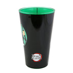 Bicchiere nero Demon Slayer da 473 ml con logo e grafica di Tanjiro e Nezuko, prodotto Just Funky.