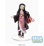 Statua PVC 19 cm di Nezuko Kamado "Sibling Bond" di Aniplex con kimono rosa e haori nero su base trasparente.