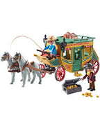 Playset Playmobil Western 70013: diligenza trainata da due cavalli con personaggio e cassetta dell'oro.