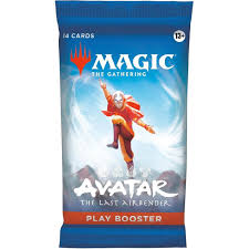 Magic: The Gathering Avatar: The Last Airbender play booster pack featuring Aang against a blue background.