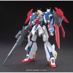 Model kit Bandai Lightning Z Gundam HG 1:144: robot assemblato con fucile in posa su sfondo nero.