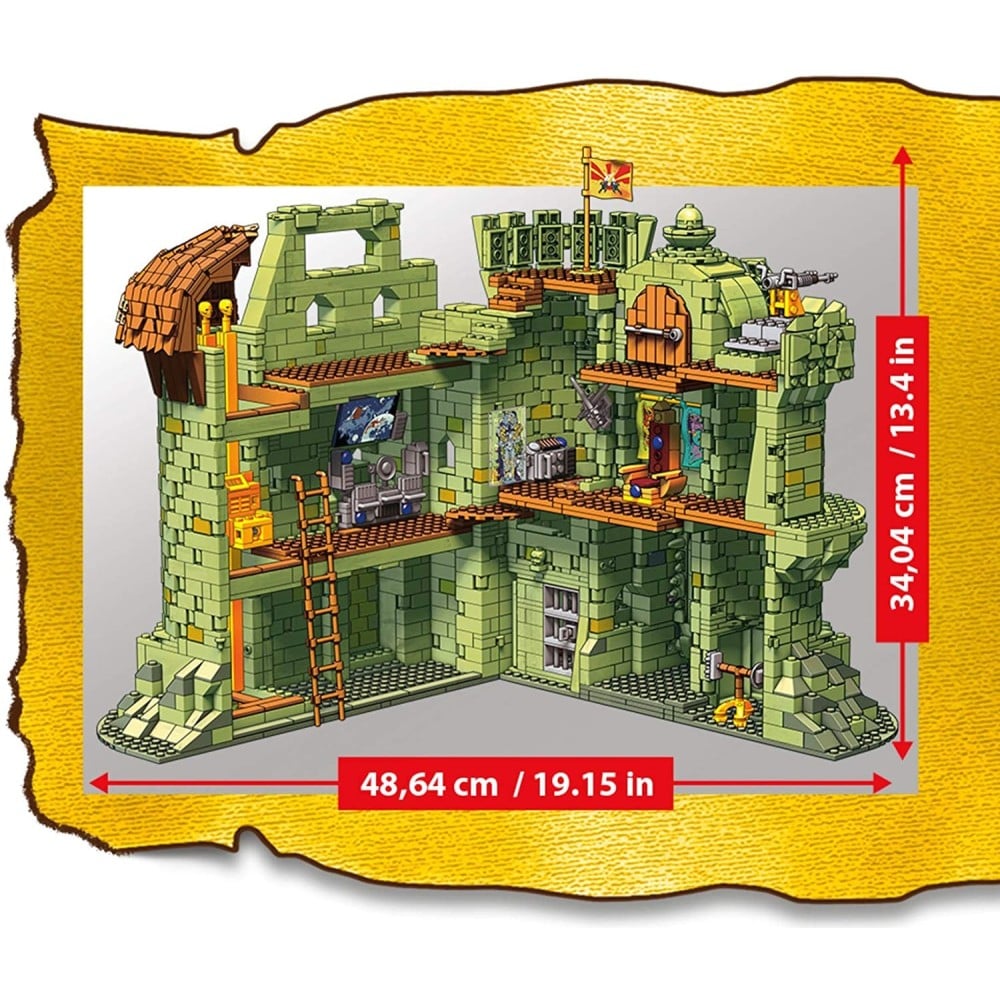 Costruzioni MEGA Masters of the Universe Castello di Grayskull: vista interna dettagliata con dimensioni del set.