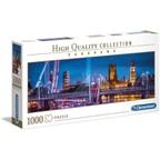 Confezione puzzle Clementoni 1000 pezzi Panorama London, vista notturna del Big Ben e del Tamigi, 98x33 cm.