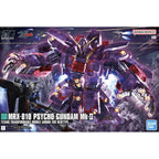 Confezione del model kit Bandai HG 1/144 Psycho Gundam Mk-II con illustrazione del mobile suit viola in battaglia.