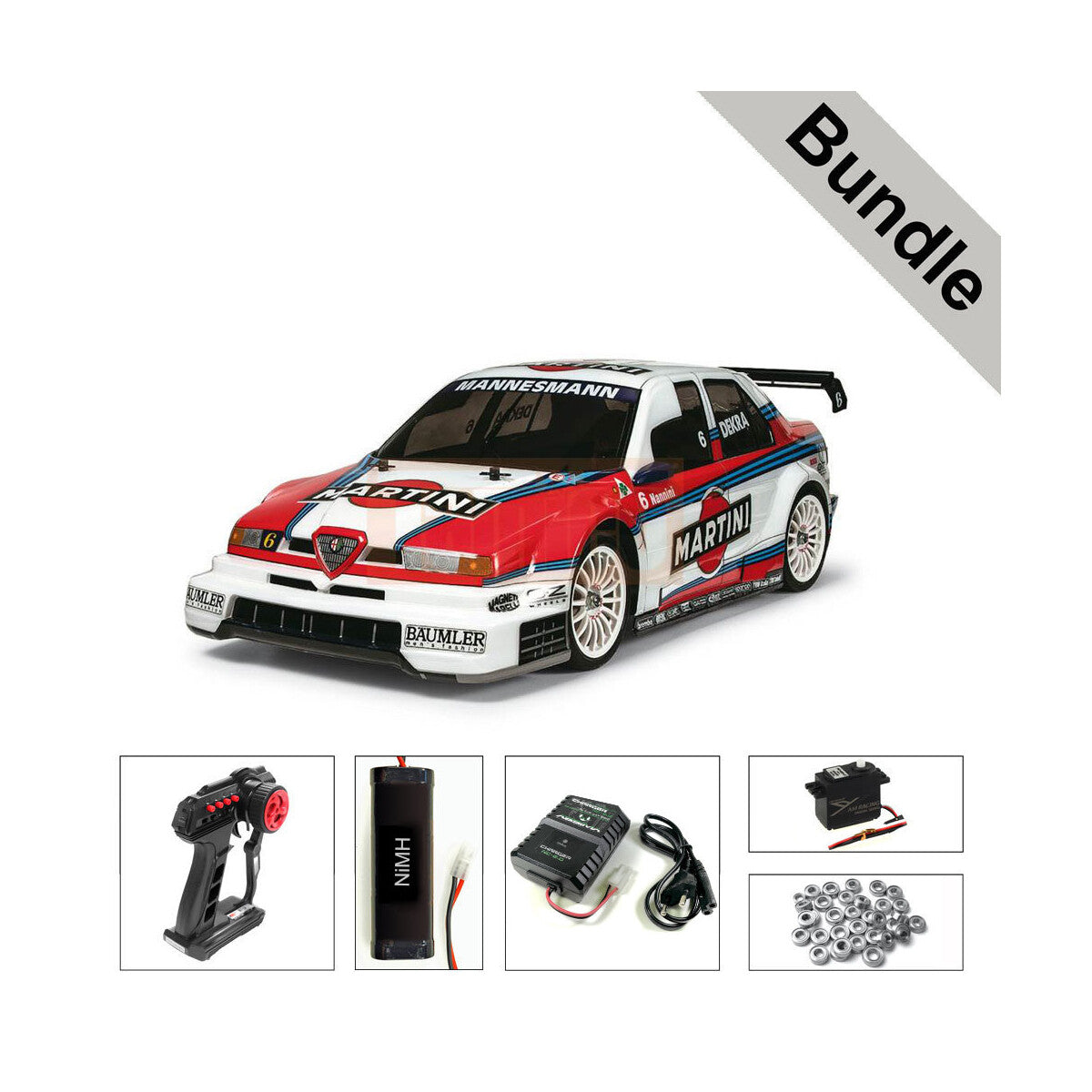Tamiya — RC Alfa Romeo 155 V6 TI Martini TT-02 Chassis — Kit di Montaggio 1/10