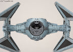 Front view of a grey Star Wars TIE fighter model with a detailed cockpit and angular solar array wings.